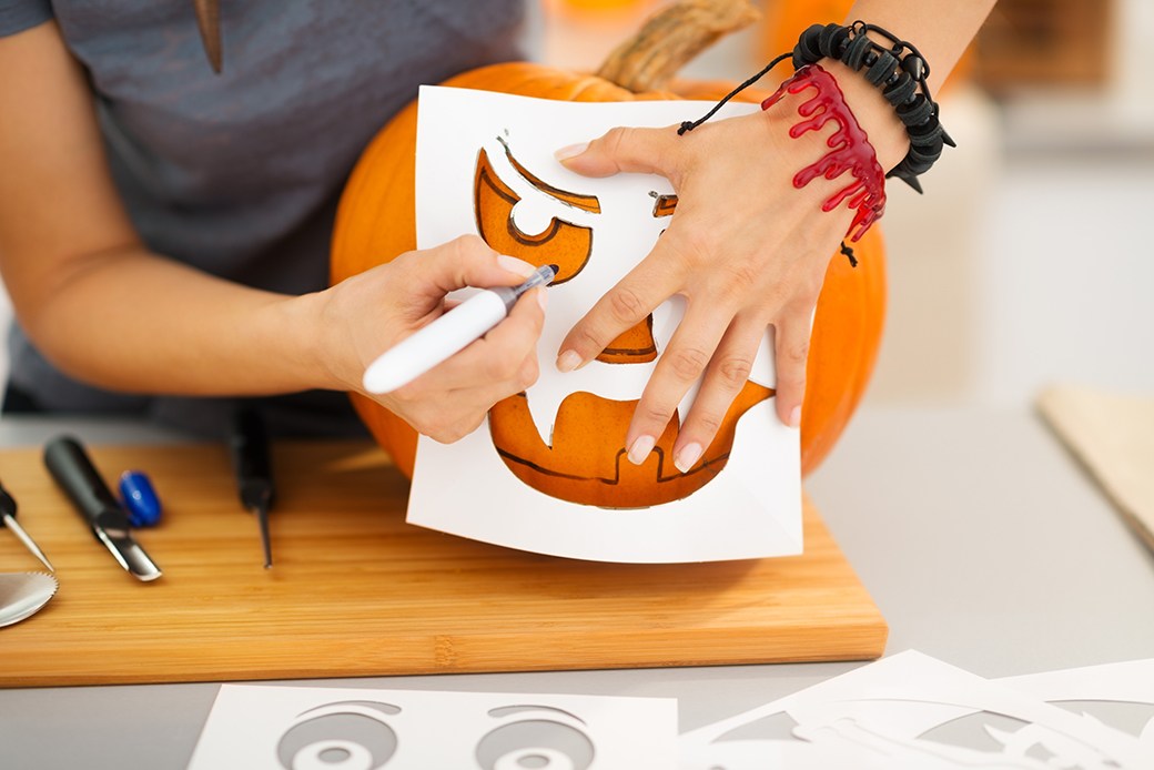 Creating pumpkin carving design