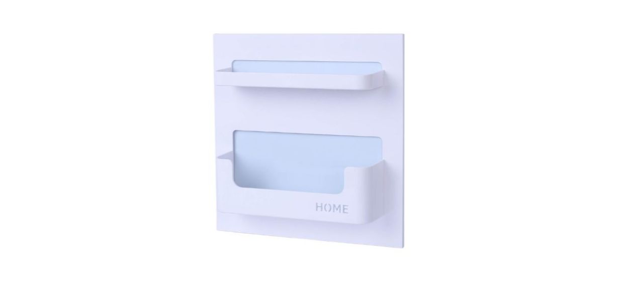 JDGOOMA Stick-On Bedside Shelf in white and blue