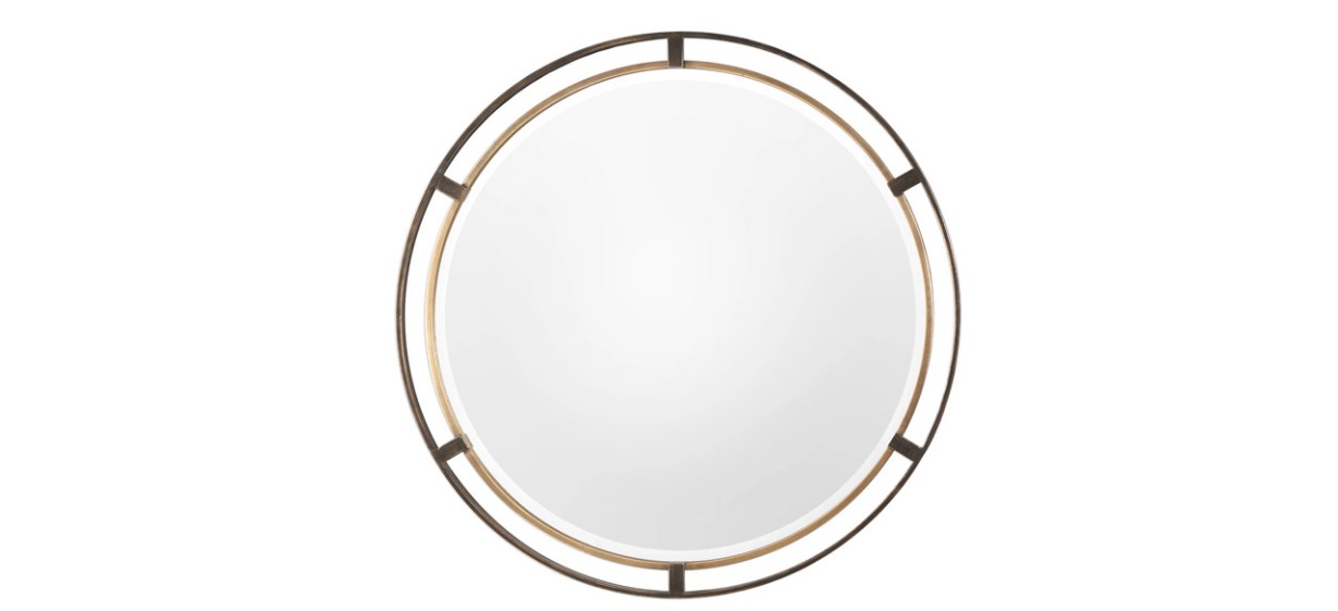 Birch Lane Cavil Metal Round Wall Mirror on white background