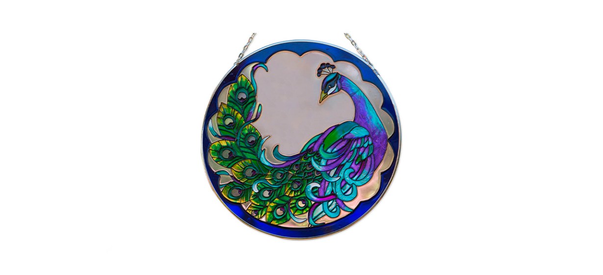 Bits and Pieces Peacock Art Glass Suncatcher
