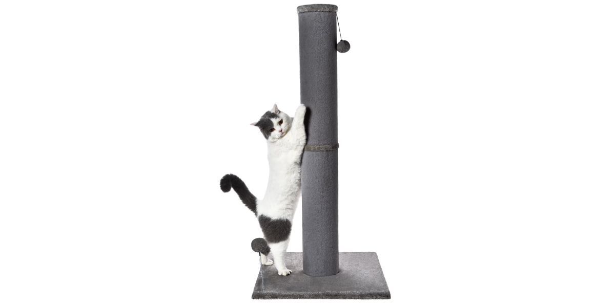 Cat Craft 41.73 ” Tall Gray Faux Fur Large Cat Scratching Post