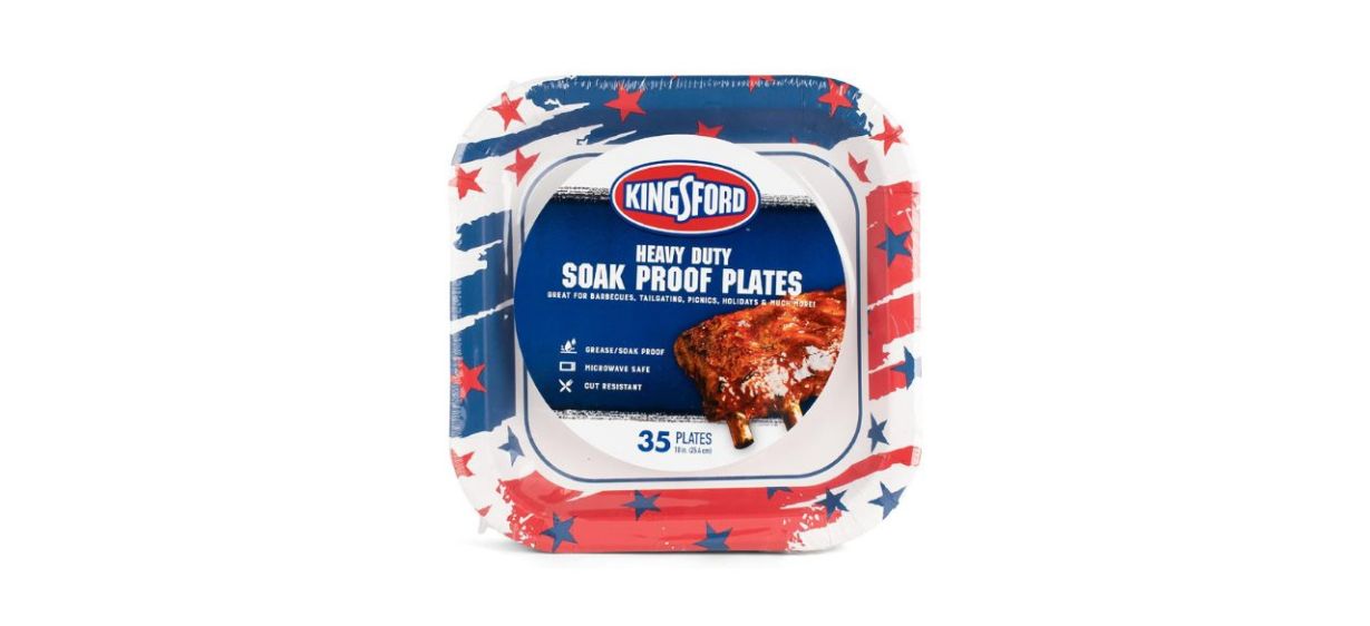 Kingsford 35-Count Square Disposable American Flag Plates