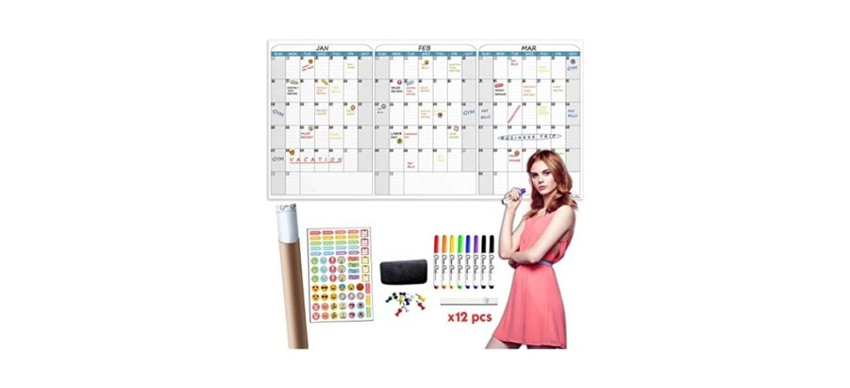 Clever Clean Jumbo Dry Erase Wall Calendar