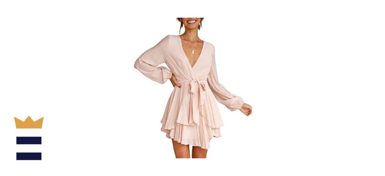 Cosonsen Deep V-Neck Dress 