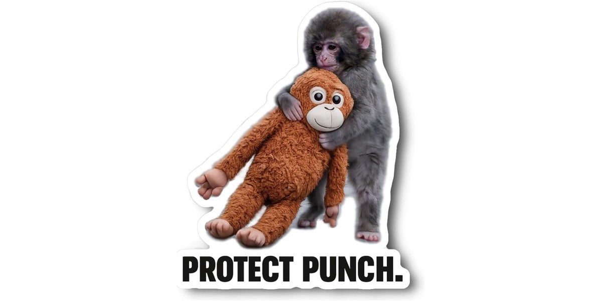 Cute Monkey Holding Plush Toy Vinyl Decal Sticker 
