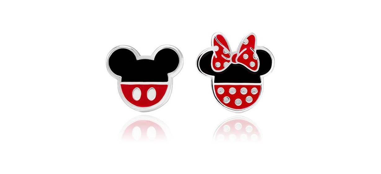 Disney Silver Plated Mismatched Stud Earrings Mickey And Minnie Mouse