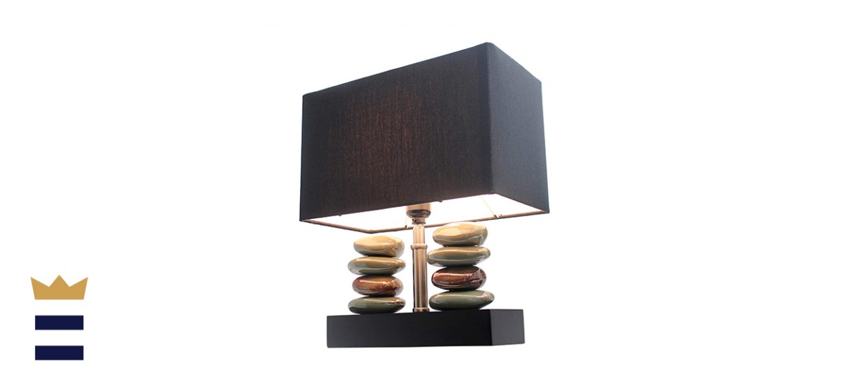 Elegant Designs Rectangular Dual-Stacked Stone Ceramic Table Lamp