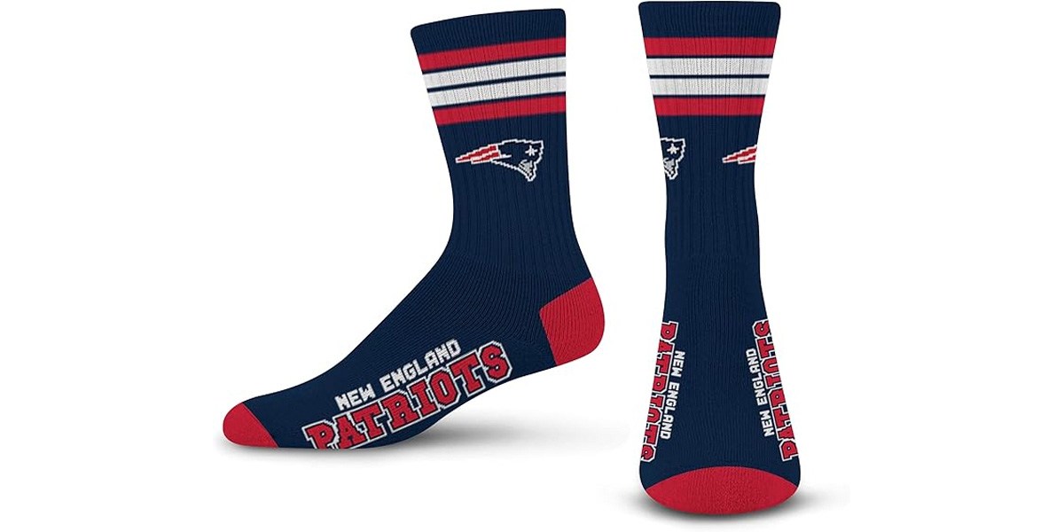 For Bare Feet Men's NFL 4-Stripe Deuce Performance Crew Socks 
