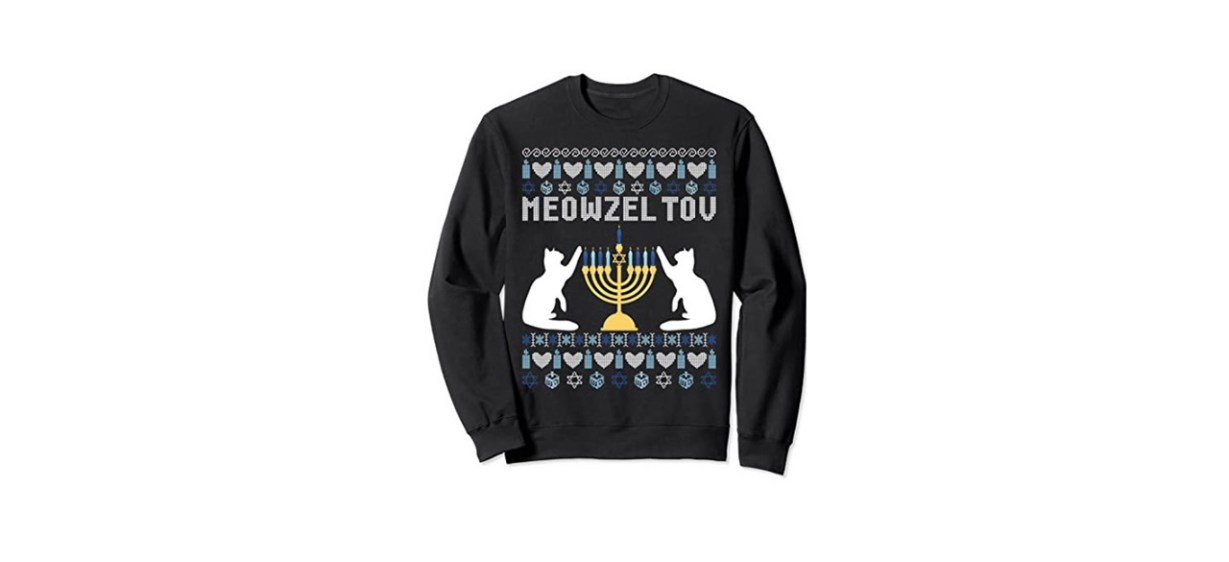Funny Mazel Tov Chanukah Apparel Meowzel Chanukah Sweatshirt