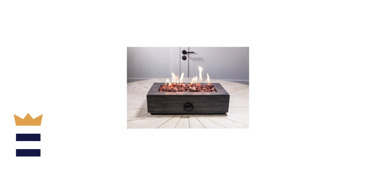 Hampton Bay Rectangular Faux Wood Cement Table top Gas Fire Pit
