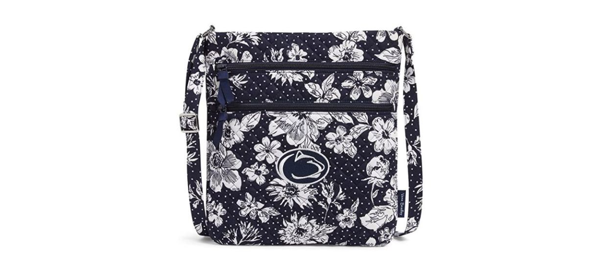 Vera Bradley Cotton Collegiate Triple-Zip Hipster Crossbody Purse