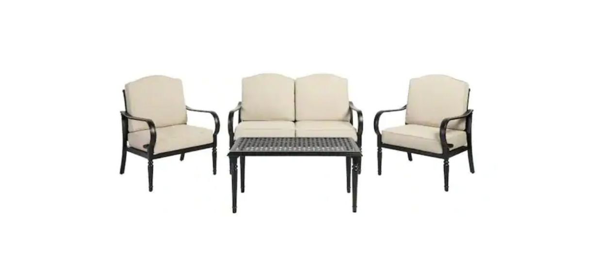 Hampton Bay Laurel Oaks Black Four-Piece Outdoor Patio Set Hampton Bay Laurel Oaks Black Four-Piece Outdoor Patio Set