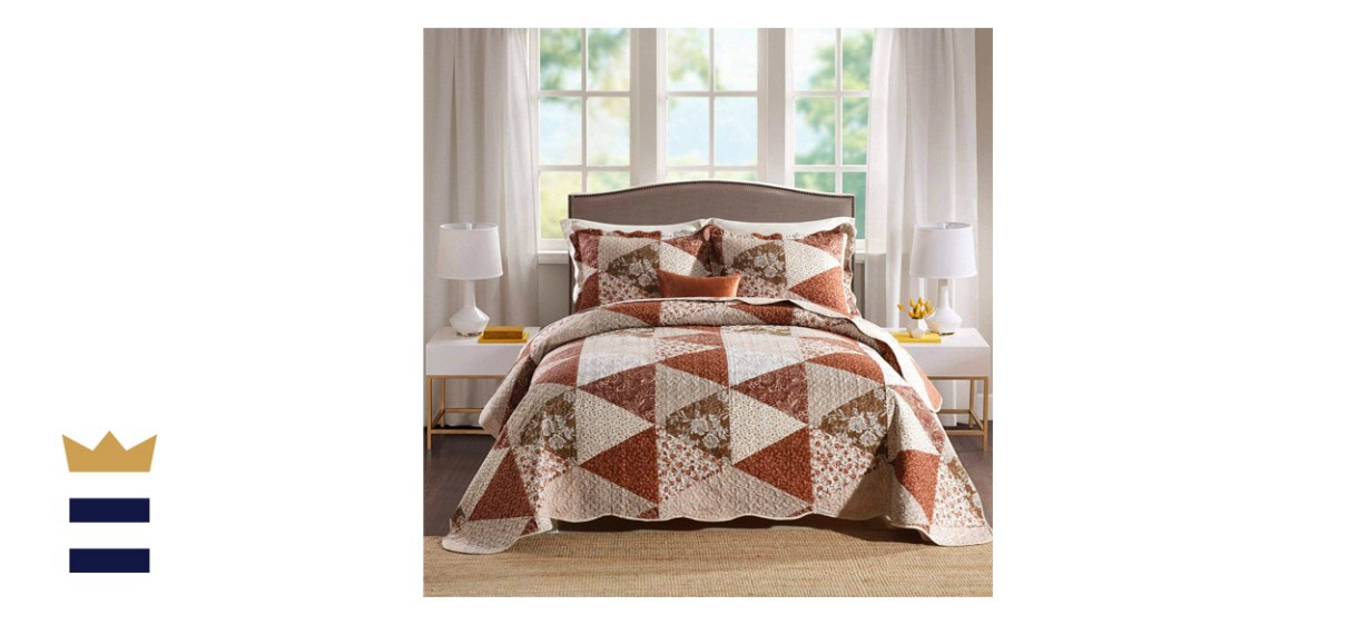 HoneiLife Reversible Quilt in Brown Triangle