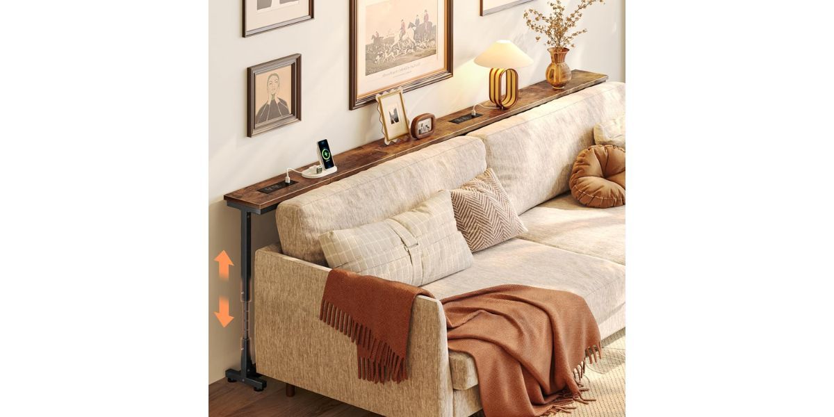Huuger 78.7 Inch Height Adjustable Behind Couch Table