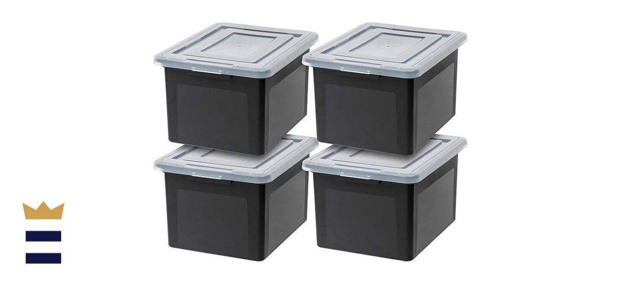 IRIS USA Letter and Legal-Size Plastic File Box Storage Bins 4-Pack