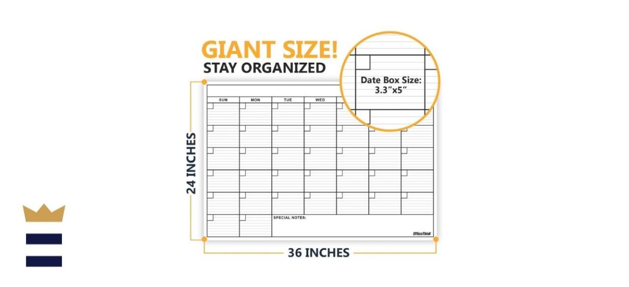 Jumbo Dry Erase Laminated Wall Calendar