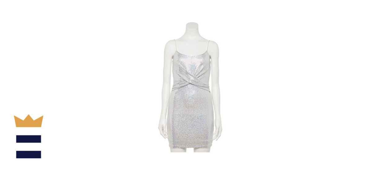 Juniors’ As U Wish All Over Glitter Twist Bodycon Dress