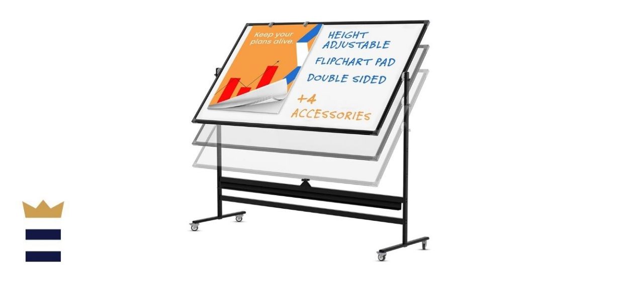 Kamelleo Rotating Magnetic Rolling Whiteboard with Flipchart