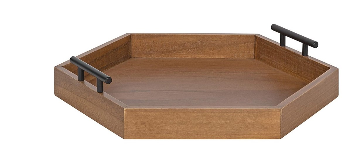 Kate and Laurel Lipton Modern Farmhouse 18x18-Inch Hexagon Ottoman Tray