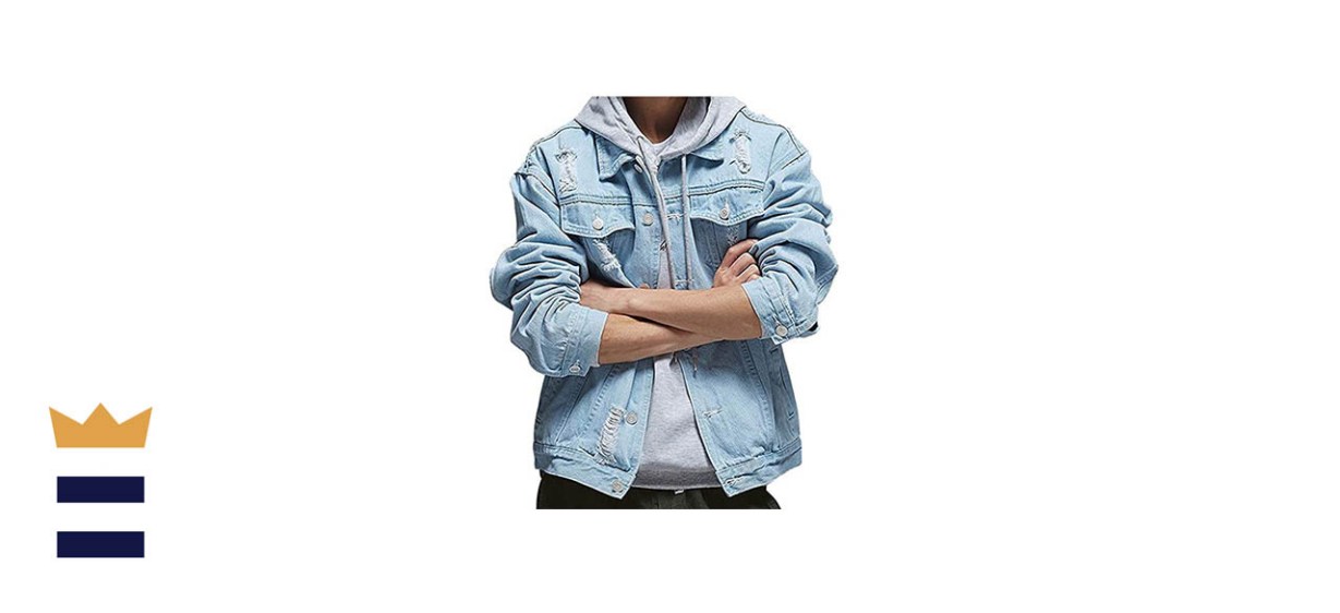 LifeHe Men’s Distressed Denim Jacket