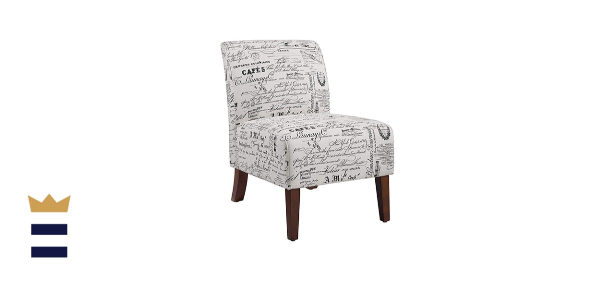 Linon Linen Script Lily, Dark Walnut Chair