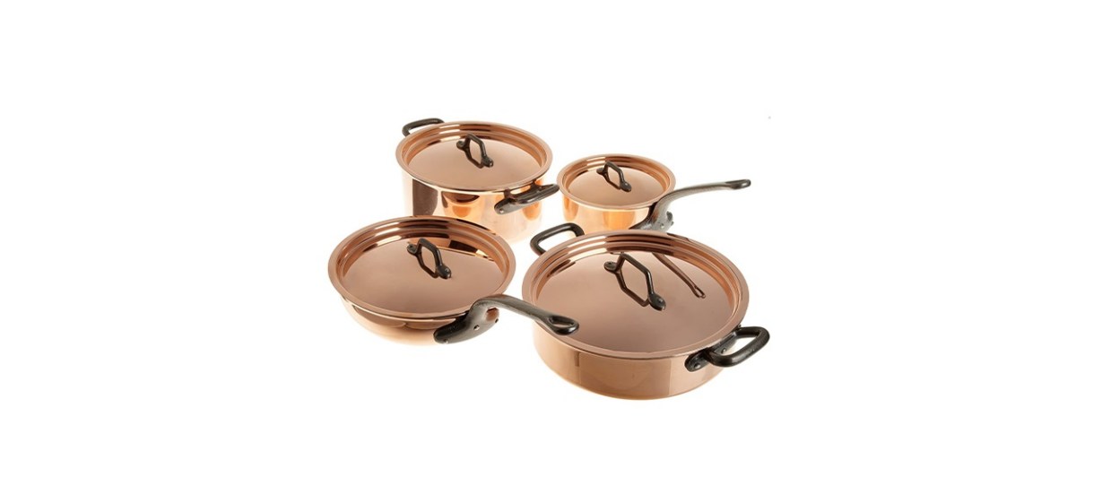  Matfer Bourgeat 8 Piece Copper Cookware Set, Professional Grade  with Stainless Steel Lining : Home & Kitchen