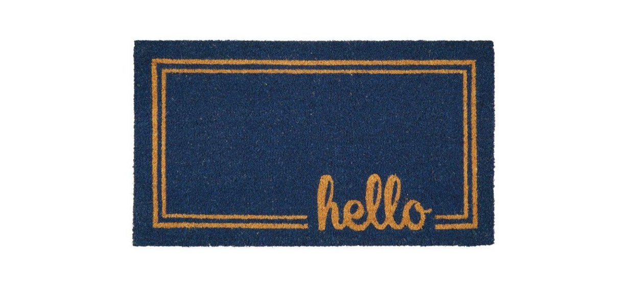 mDesign Rectangular Coir and Rubber Entry Welcome Doormat