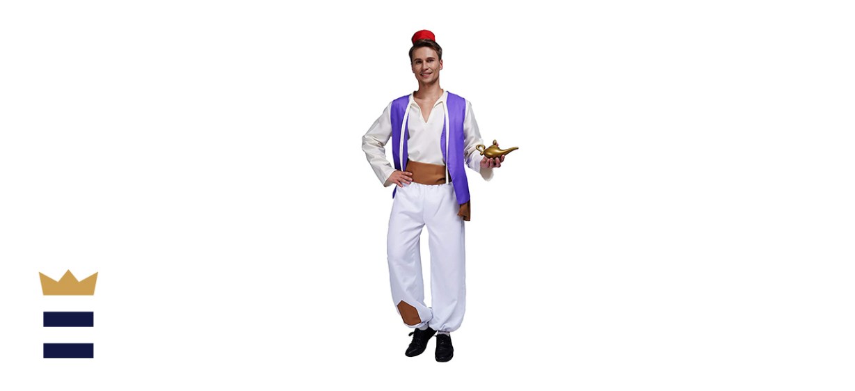 Men's Arabian Prince Street Rat Costume for Adults Includes Hat, Shirt, Vest, Belt, Pants