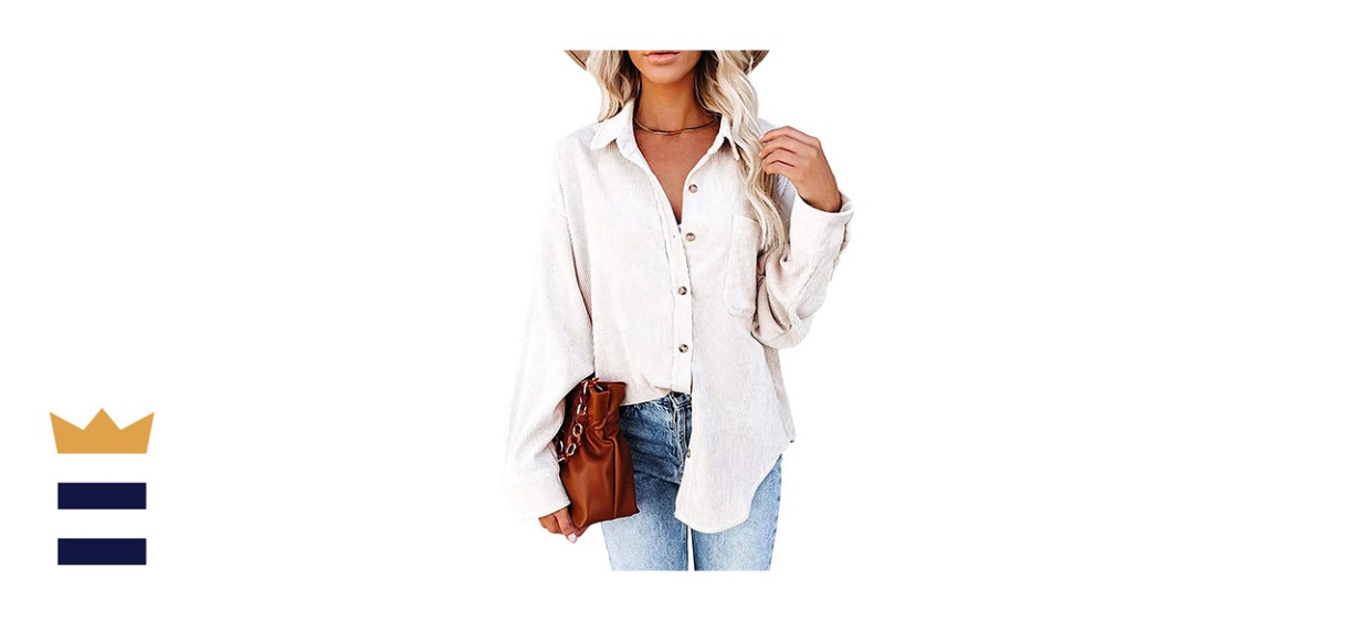 Miholl Women’s Corduroy Button Down Shirt Jacket