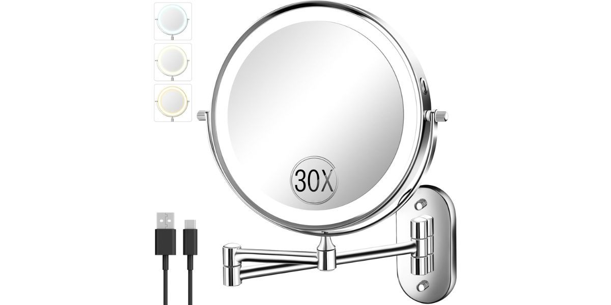 VFD 30X/1X Wall Mounted Lighted Makeup Mirror