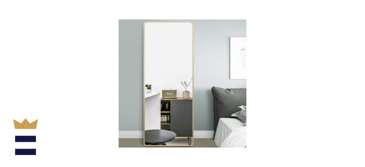 Modern Style Gold Full Length Rectangle Standing Mirror 