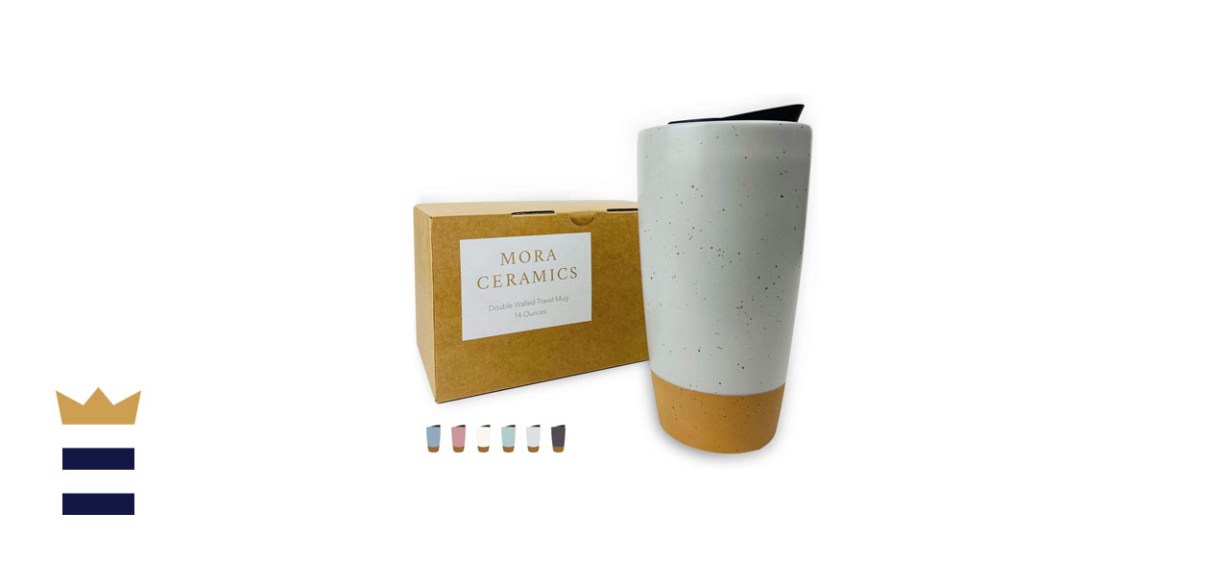 Mora Double Wall Ceramic Coffee Travel Mug