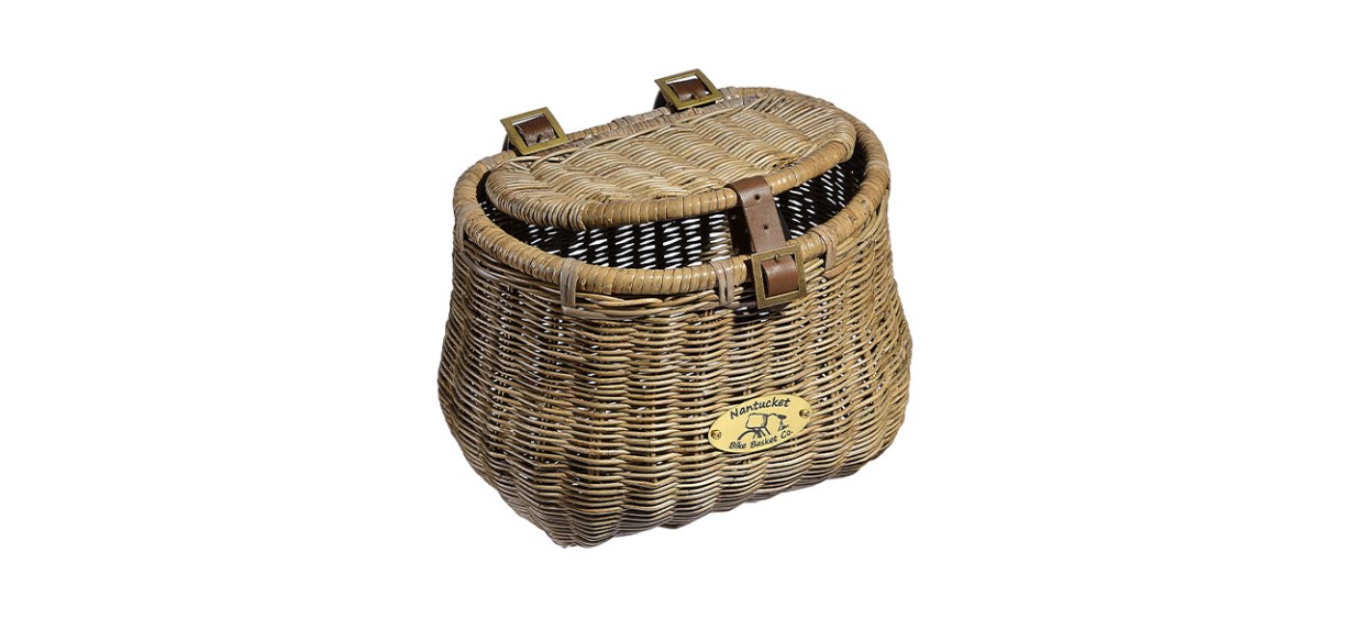 Nantucket Bicycle Basket Company Madaket Creel Front Bicycle Basket With Lid