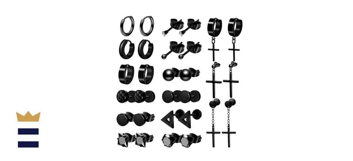 ONESING Stainless Steel Black Earrings Set