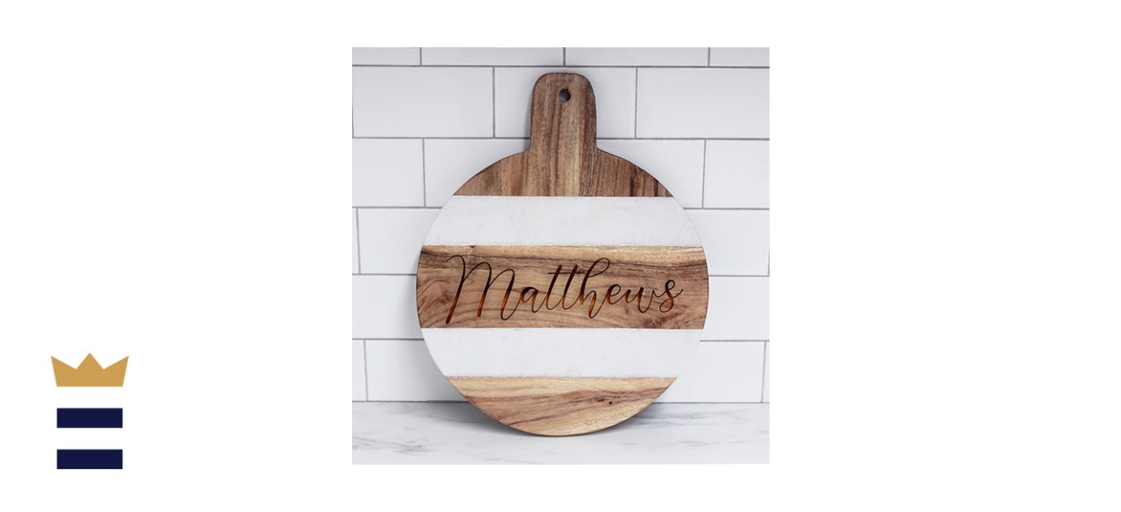 Personalized Round Wood Marble Cutting Board