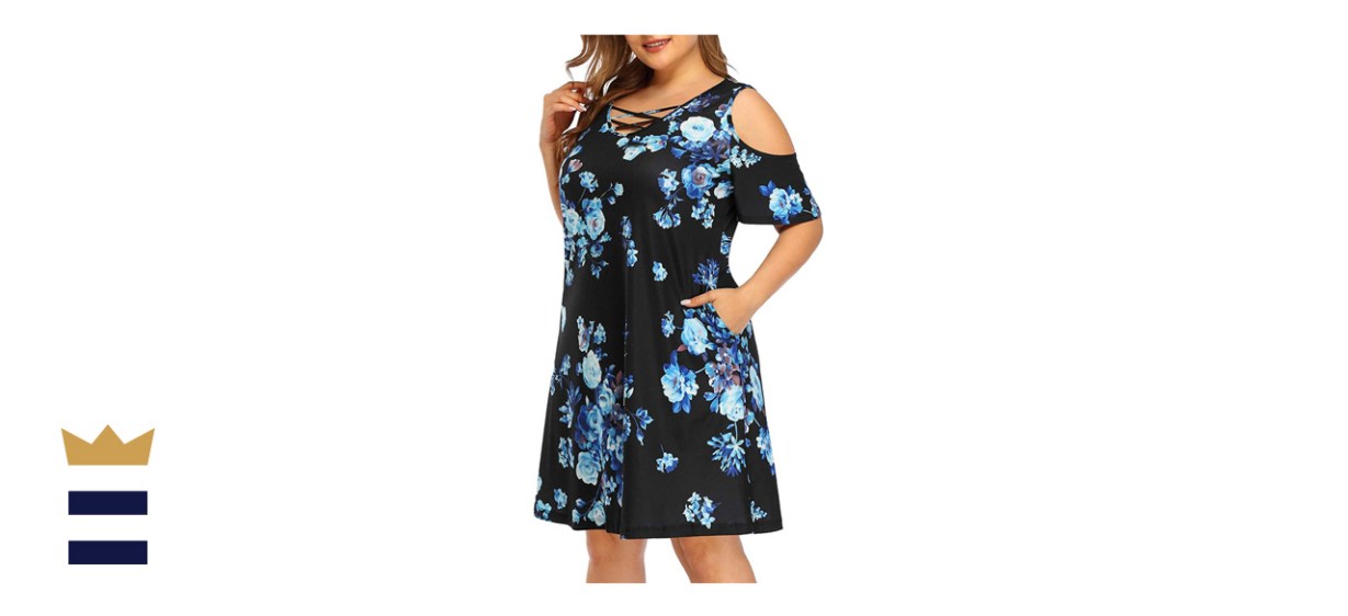 Pinup Fashion Plus-Size Cold Shoulder Sundress