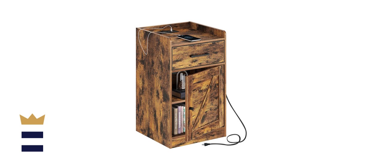 Rolanstar Farmhouse Nightstand with Charging Station