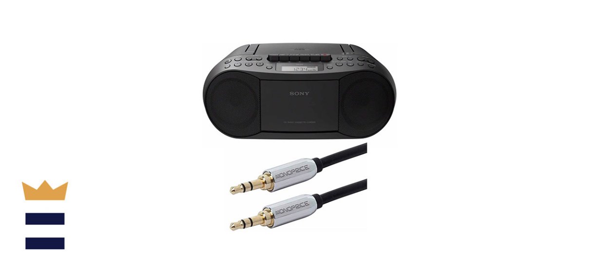 Sony Stereo CD/Cassette Boombox With Aux Cable