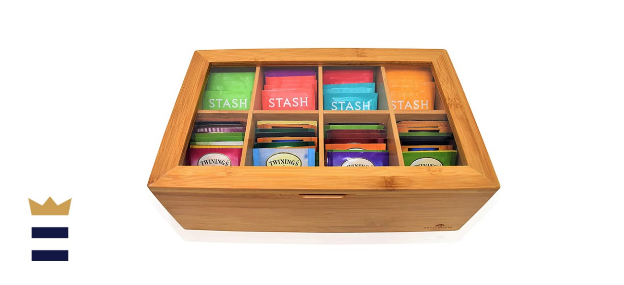 RoyalHouse Big Natural Bamboo Tea Box Storage Organizer