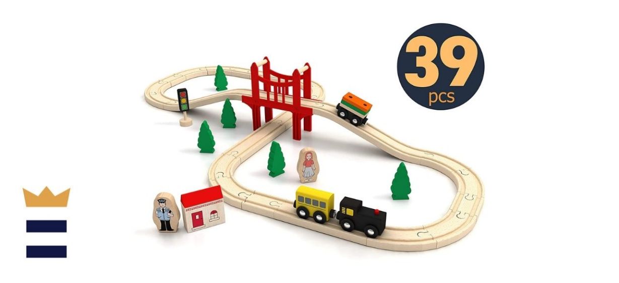 Tiny Land Store Wooden Train Set for Toddlers