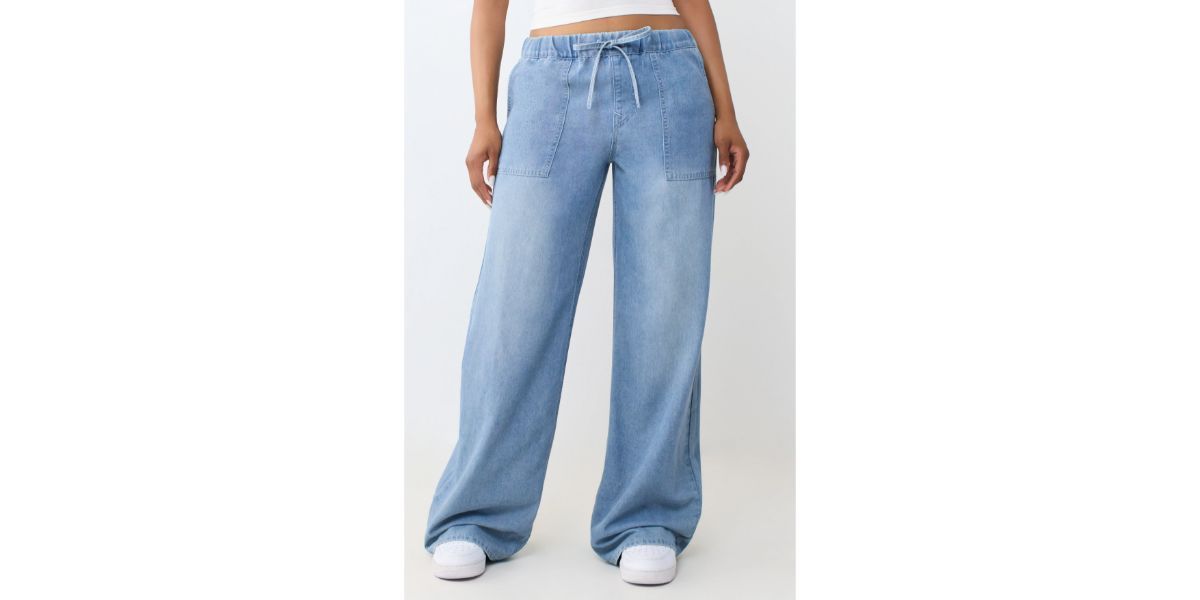 True Religion Drawcord Wide Leg Jeans