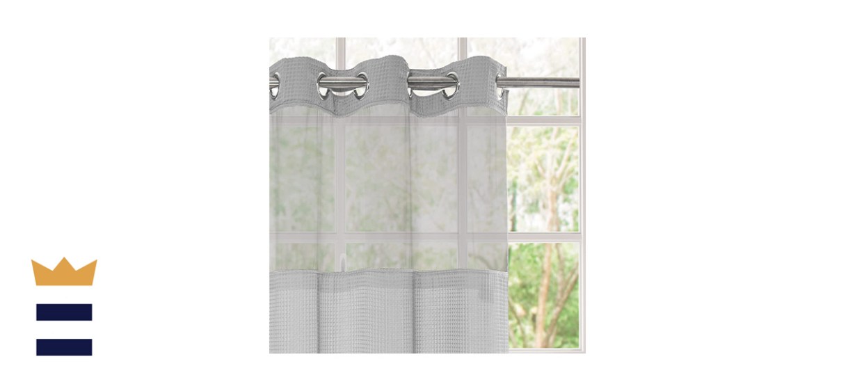 Voguease Gray Waffle Weave Shower Curtain with Snap-In Liner