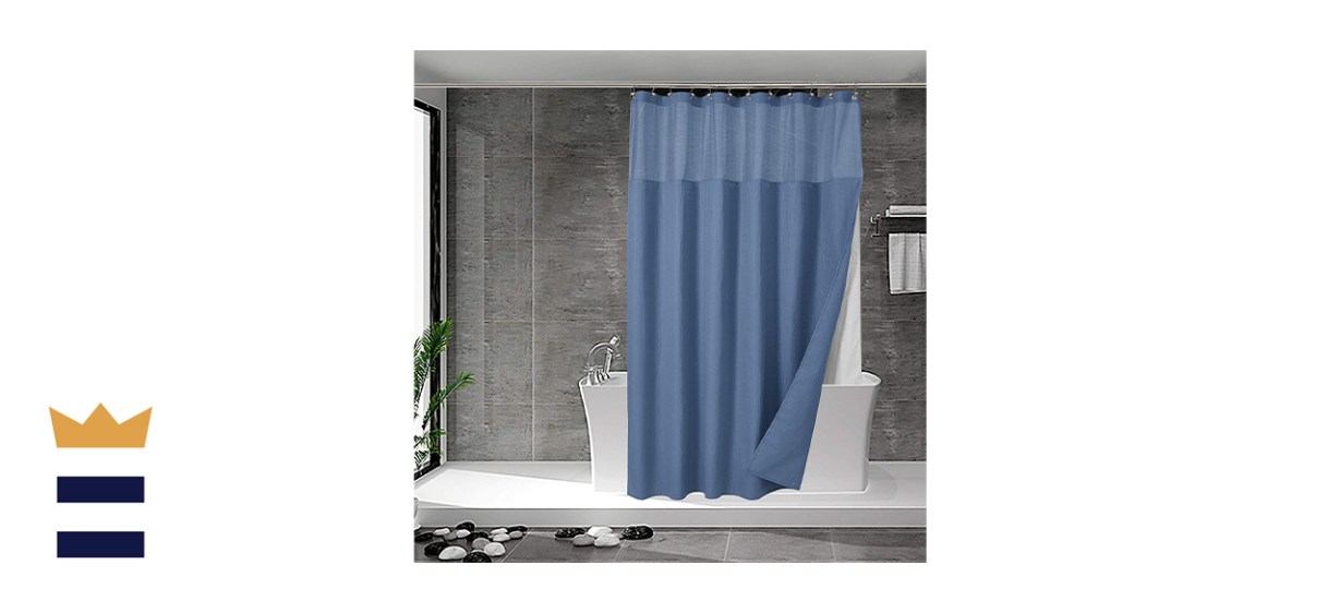 Waffle Weave Shower Curtain with Snap-in Fabric Liner Set