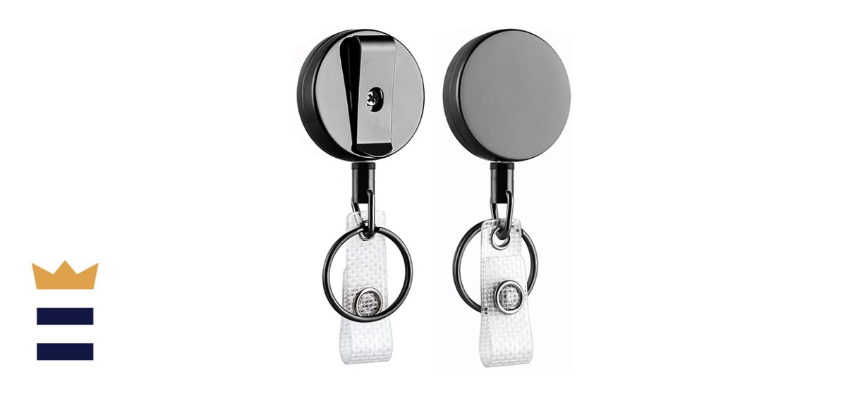 Will Well Two-Pack of Heavy-Duty Black Retractable Badge Reels