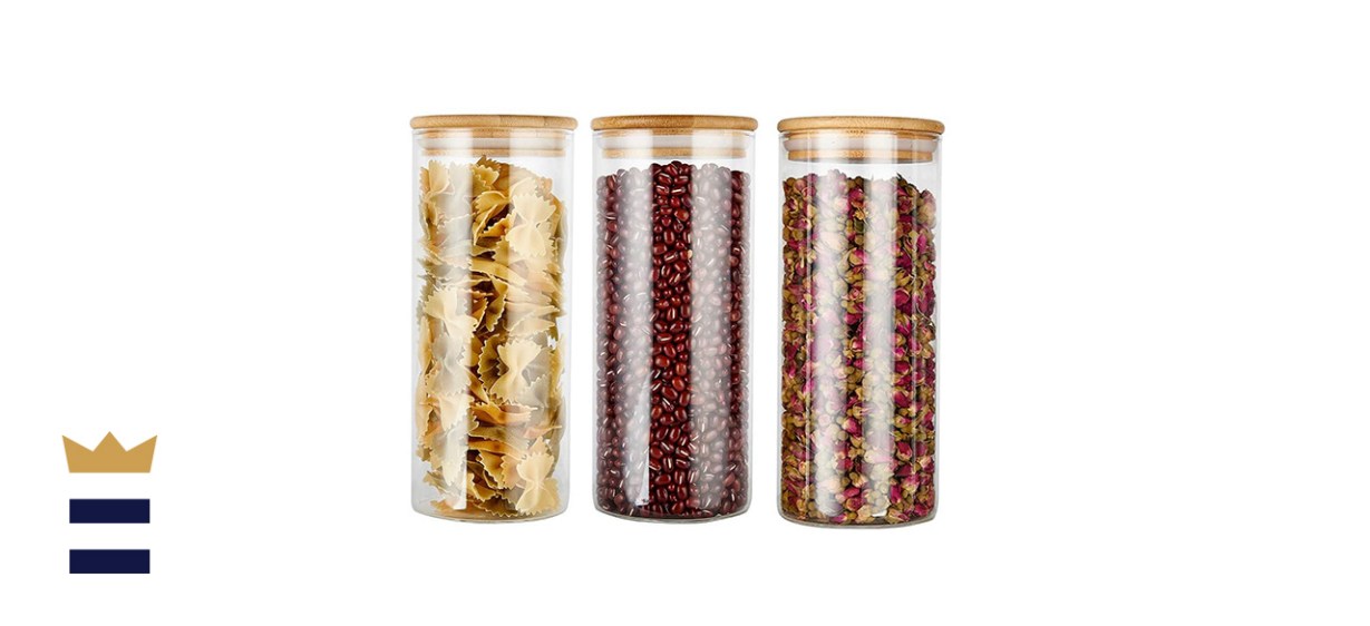 Glass Food Storage Jars Containers with Airtight Bamboo Lids
