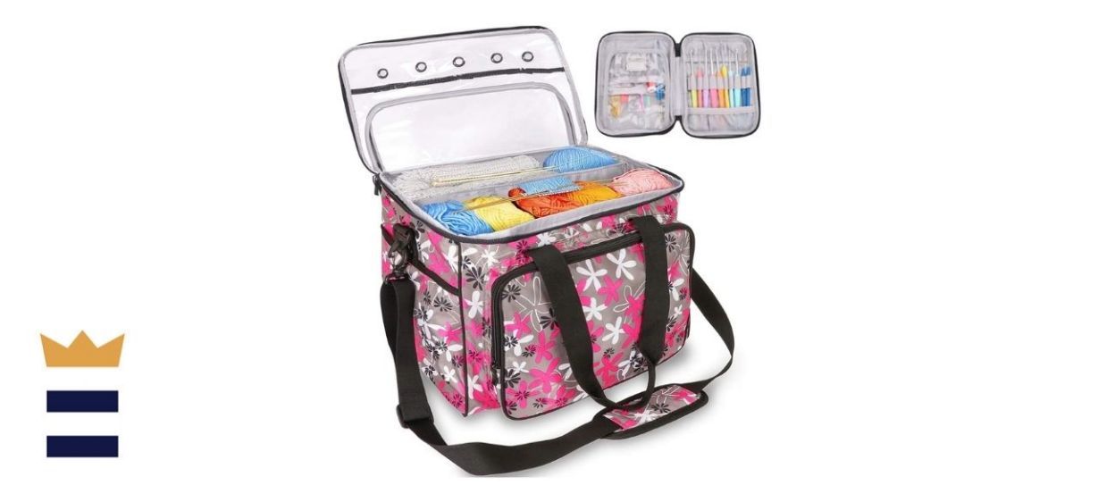 Yuar Butee Yarn Tote Storage Organizer with Separate Knitting Needles Pockets