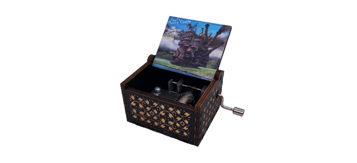 Youtang Howl's Moving Castle Engraved Wood Musical Box