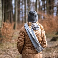 a woman wearing a scarf