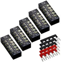 MILAPEAK 6 Positions Dual Row 600V 25A Screw Terminal Strip Blocks with Cover