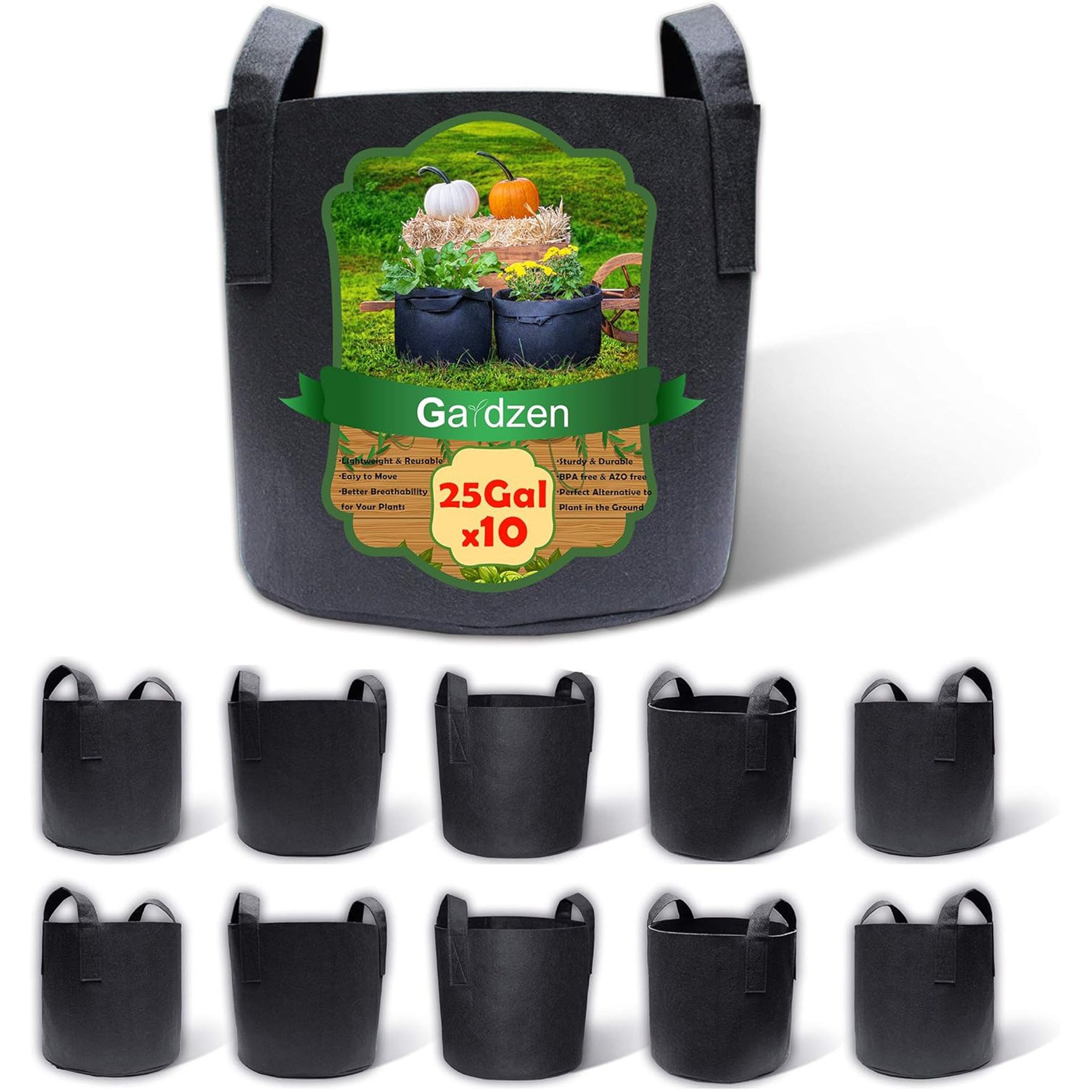 Gardzen 10-pack Gallon Grow Bags